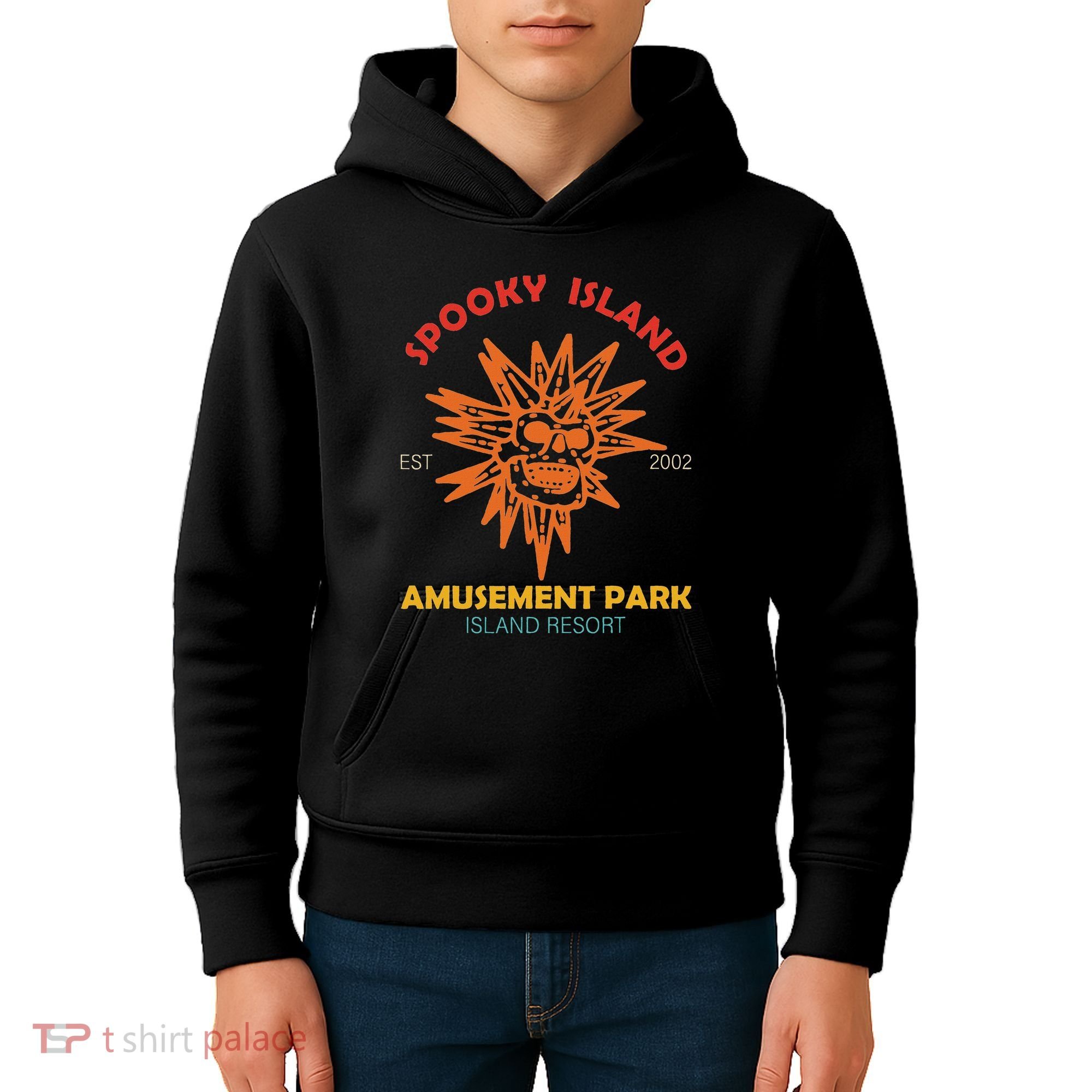 Spooky Island Est 2002 Amusement Park Island Resort Kids Hoodie