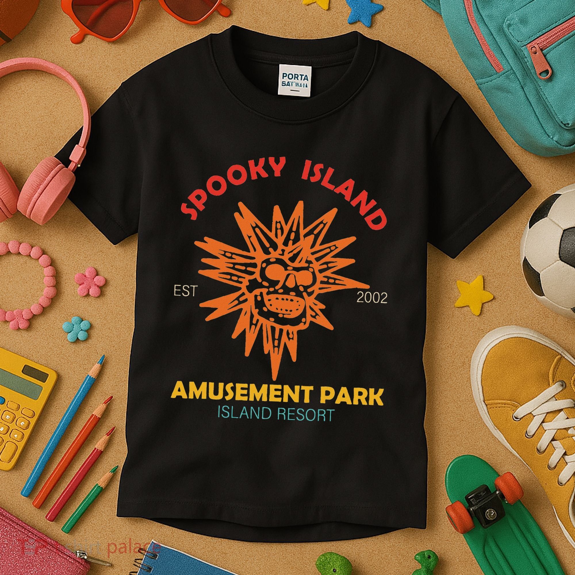 Spooky Island Est 2002 Amusement Park Island Resort Kids T-Shirt
