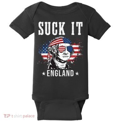 Suck It England Funny George Washington Funny Baby Bodysuit