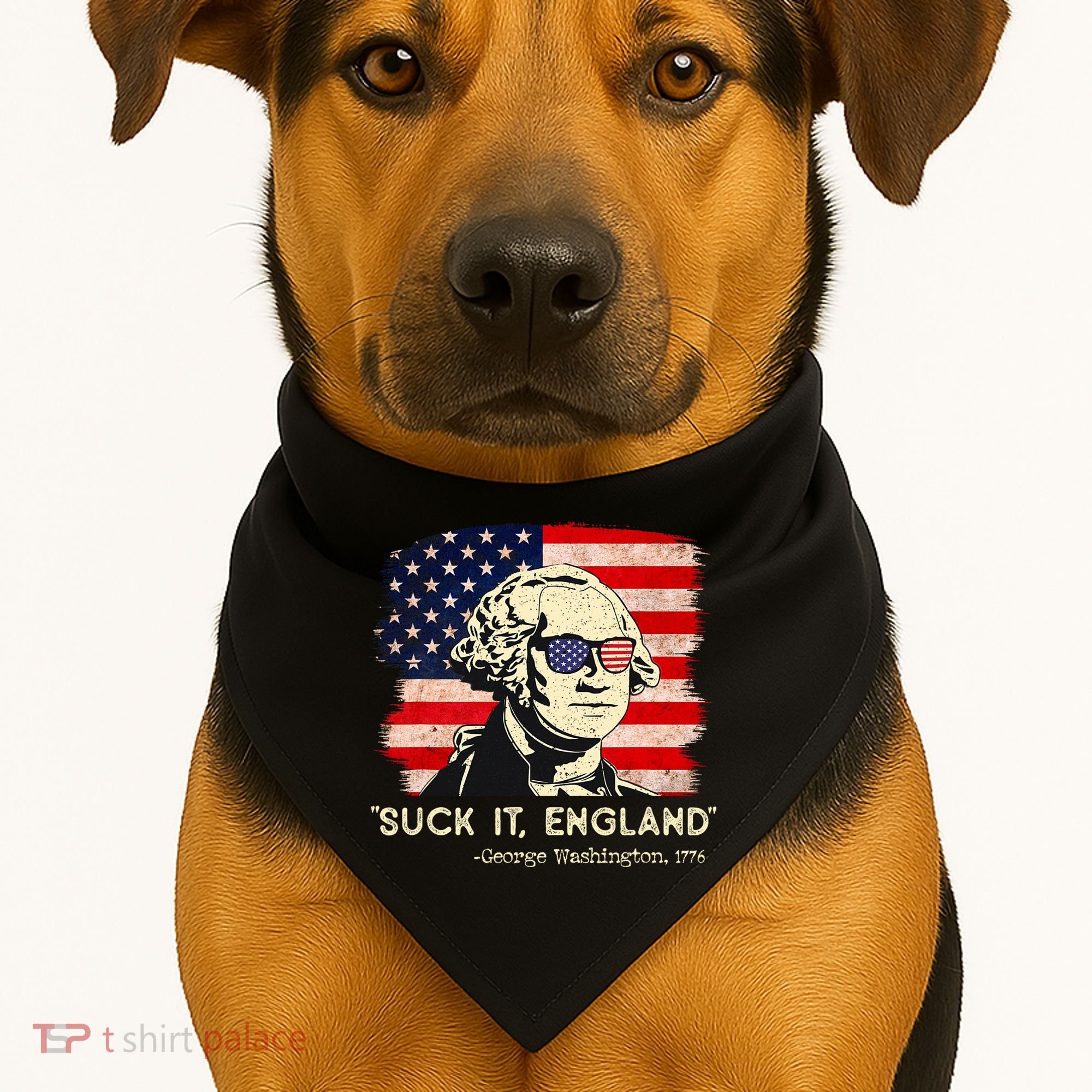 Suck It England Funny 4th Of July Funny George Washington USA-Made Doggie Bandana