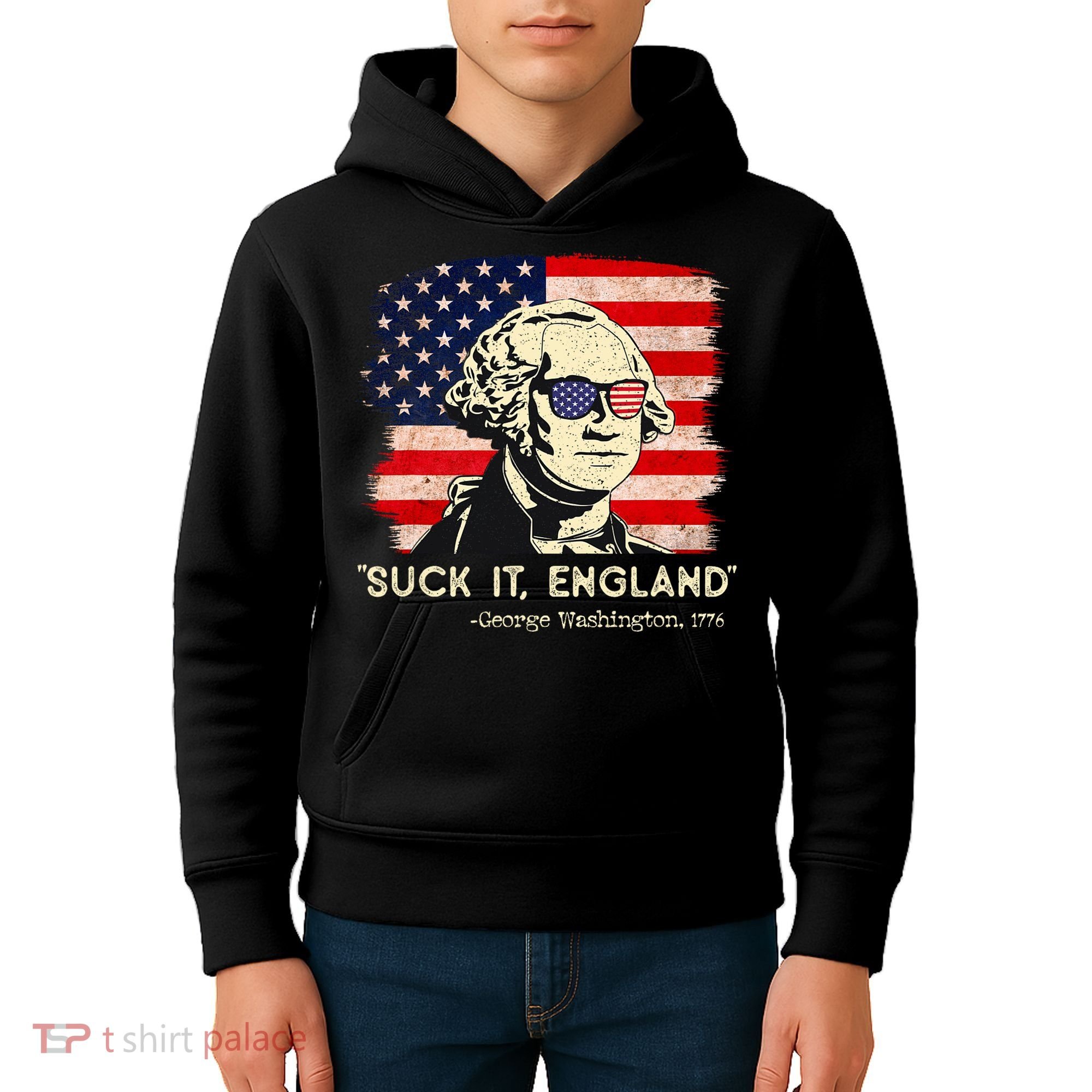 Suck It England Funny 4th Of July Funny George Washington Kids Hoodie