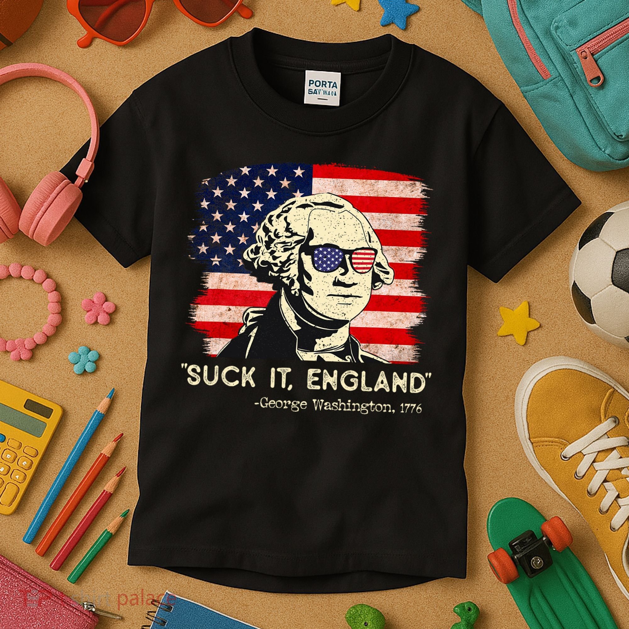 Suck It England Funny 4th Of July Funny George Washington Kids T-Shirt
