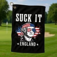 Suck It England Funny 4th of July George Washington Funny Golf Towel thumb 1