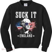 Suck It England Funny 4th of July President American Kids Sweatshirt thumb 0