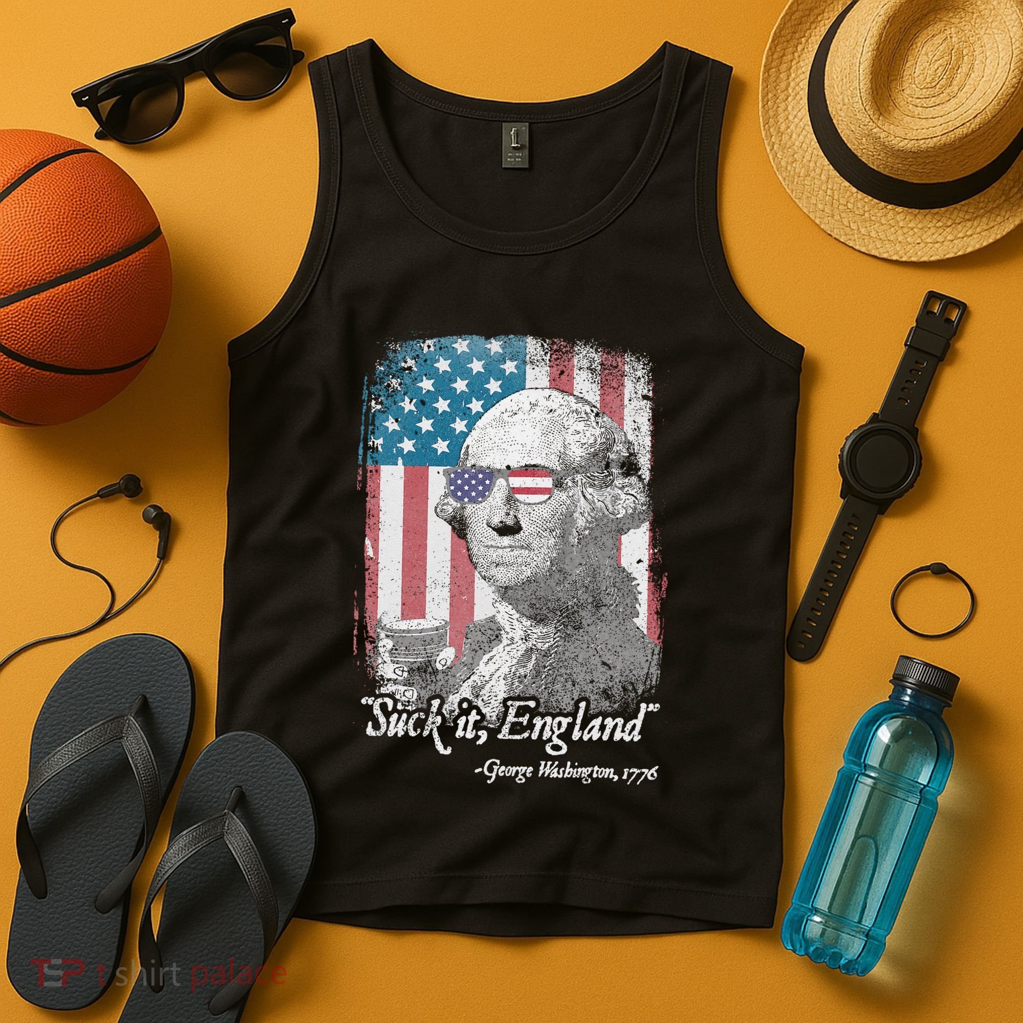 Suck It England Funny 4th of July George Washington 1776 Tank Top