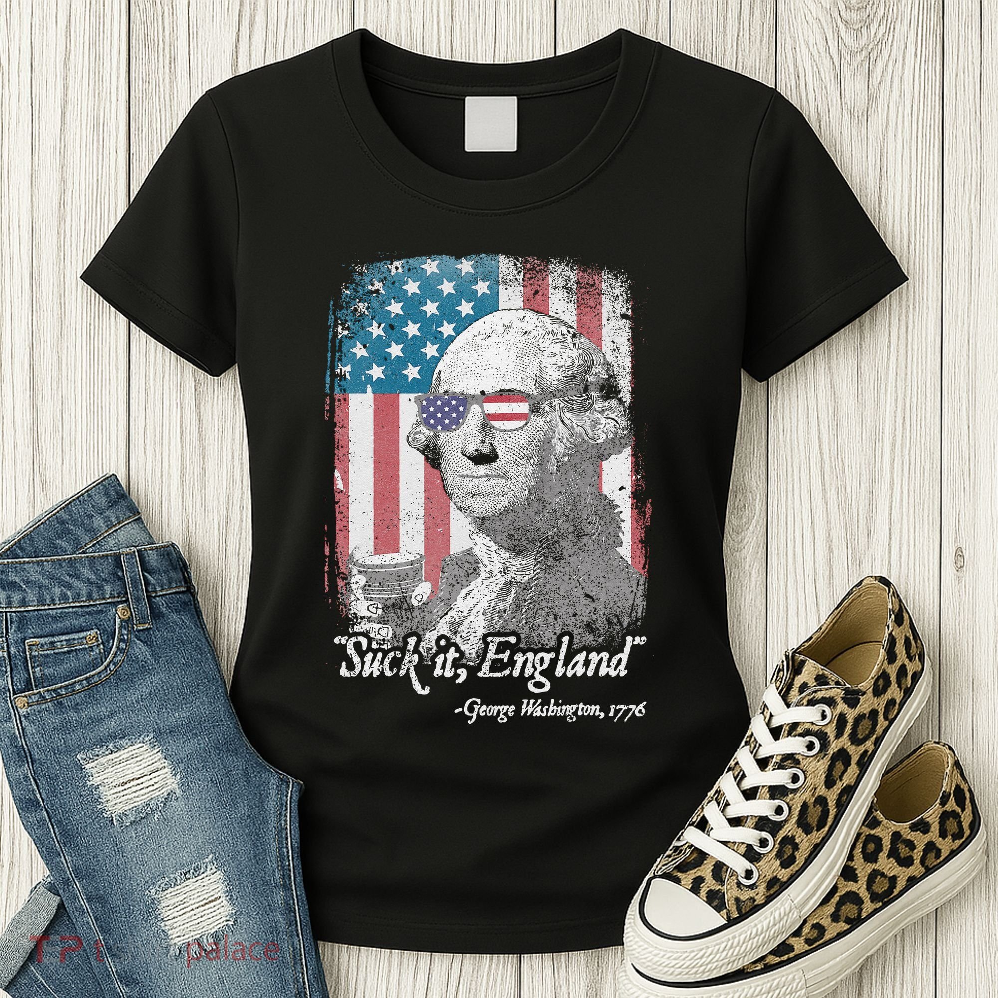 Suck It England Funny 4th of July George Washington 1776 Women's T-Shirt