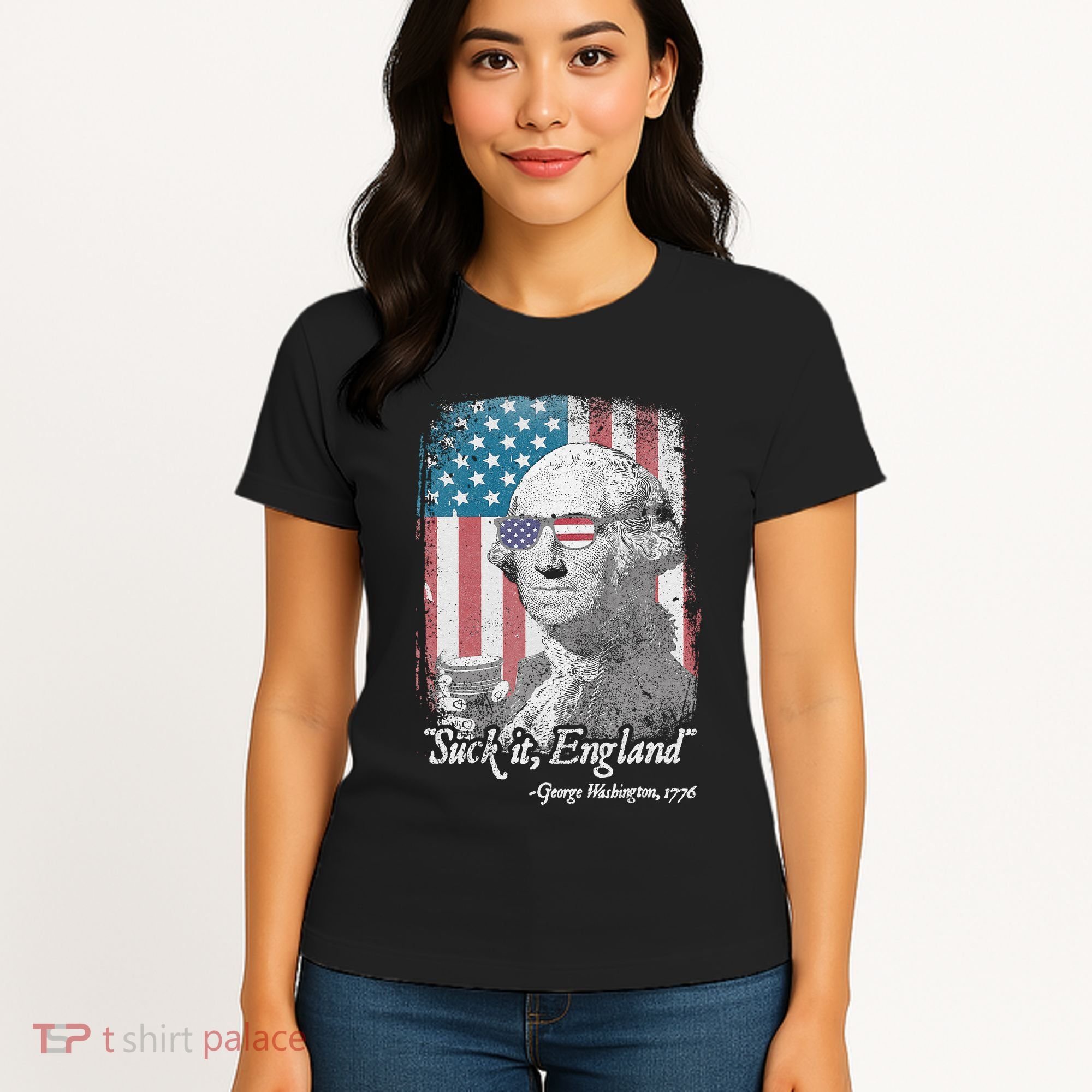 Suck It England Funny 4th of July George Washington 1776 Women's T-Shirt