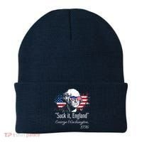 SUCK IT ENGLAND Funny 4th Of July George Washington 1776 Beanie thumb 0