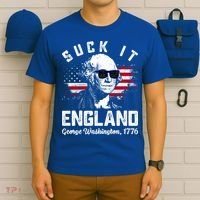 SUCK IT ENGLAND Funny 4th Of July George Washington 1776 T-Shirt thumb 6