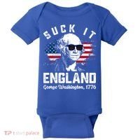 SUCK IT ENGLAND Funny 4th Of July George Washington 1776 Baby Bodysuit thumb 0