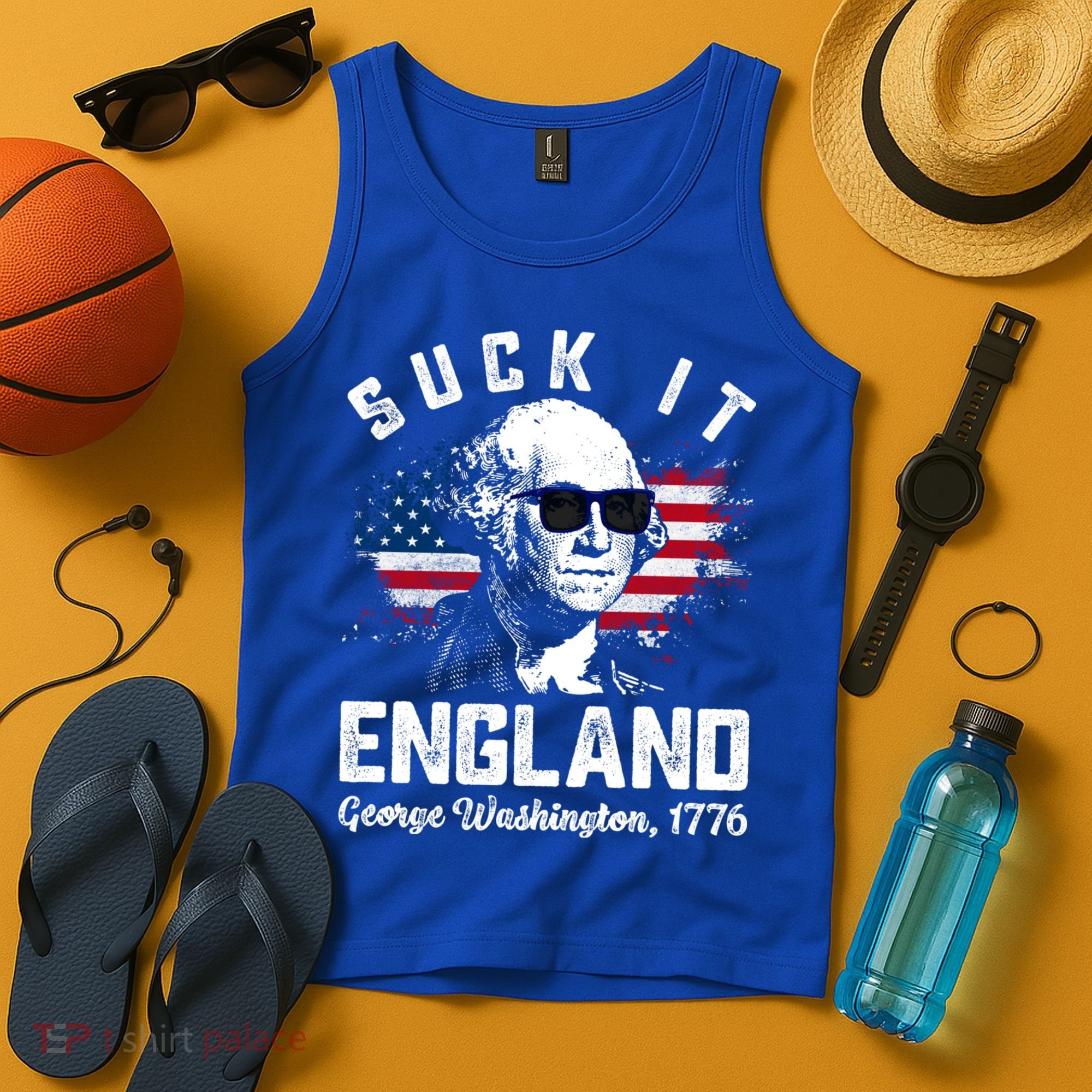SUCK IT ENGLAND Funny 4th Of July George Washington 1776 Tank Top