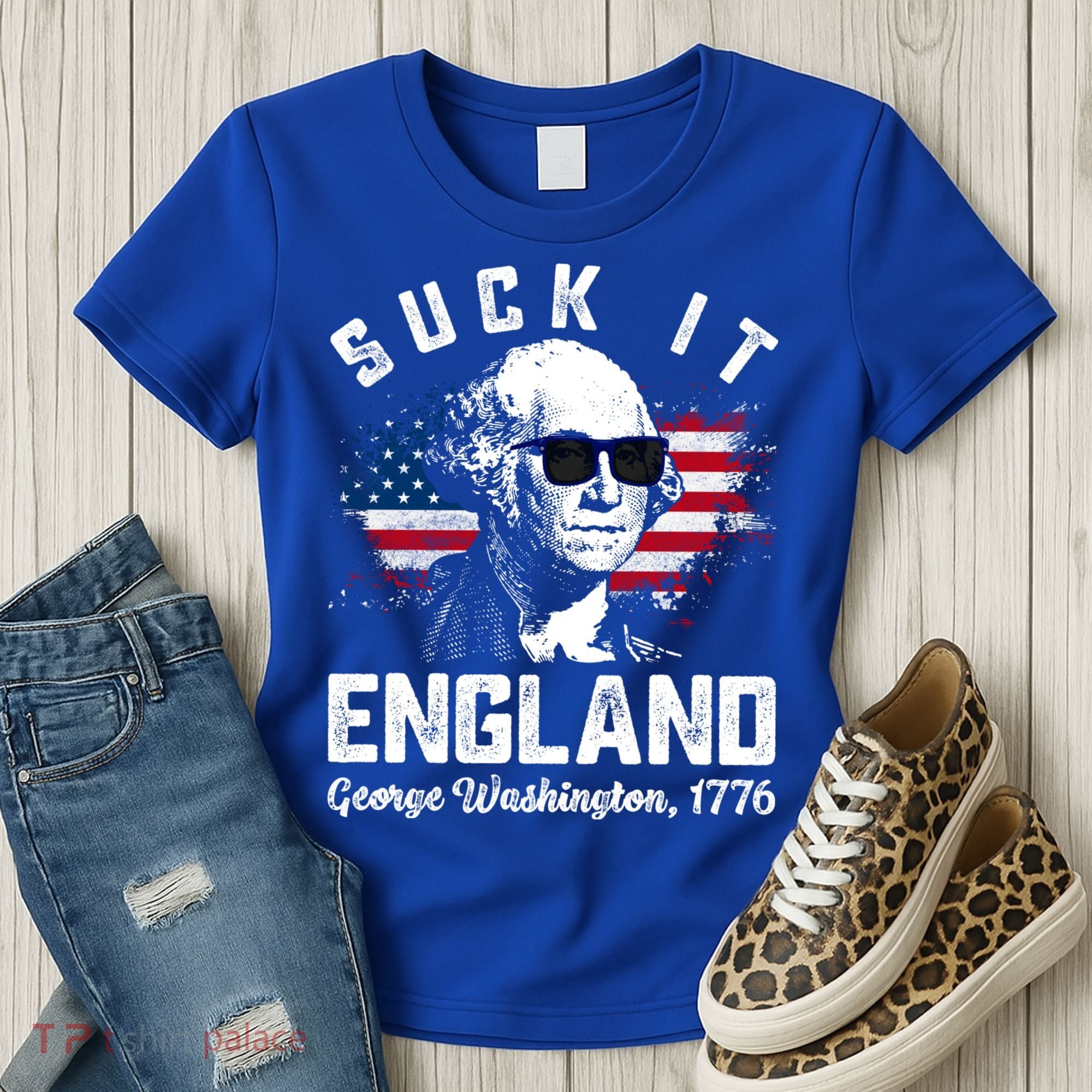 SUCK IT ENGLAND Funny 4th Of July George Washington 1776 Women's T-Shirt