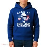 SUCK IT ENGLAND Funny 4th Of July George Washington 1776 Kids Hoodie thumb 4
