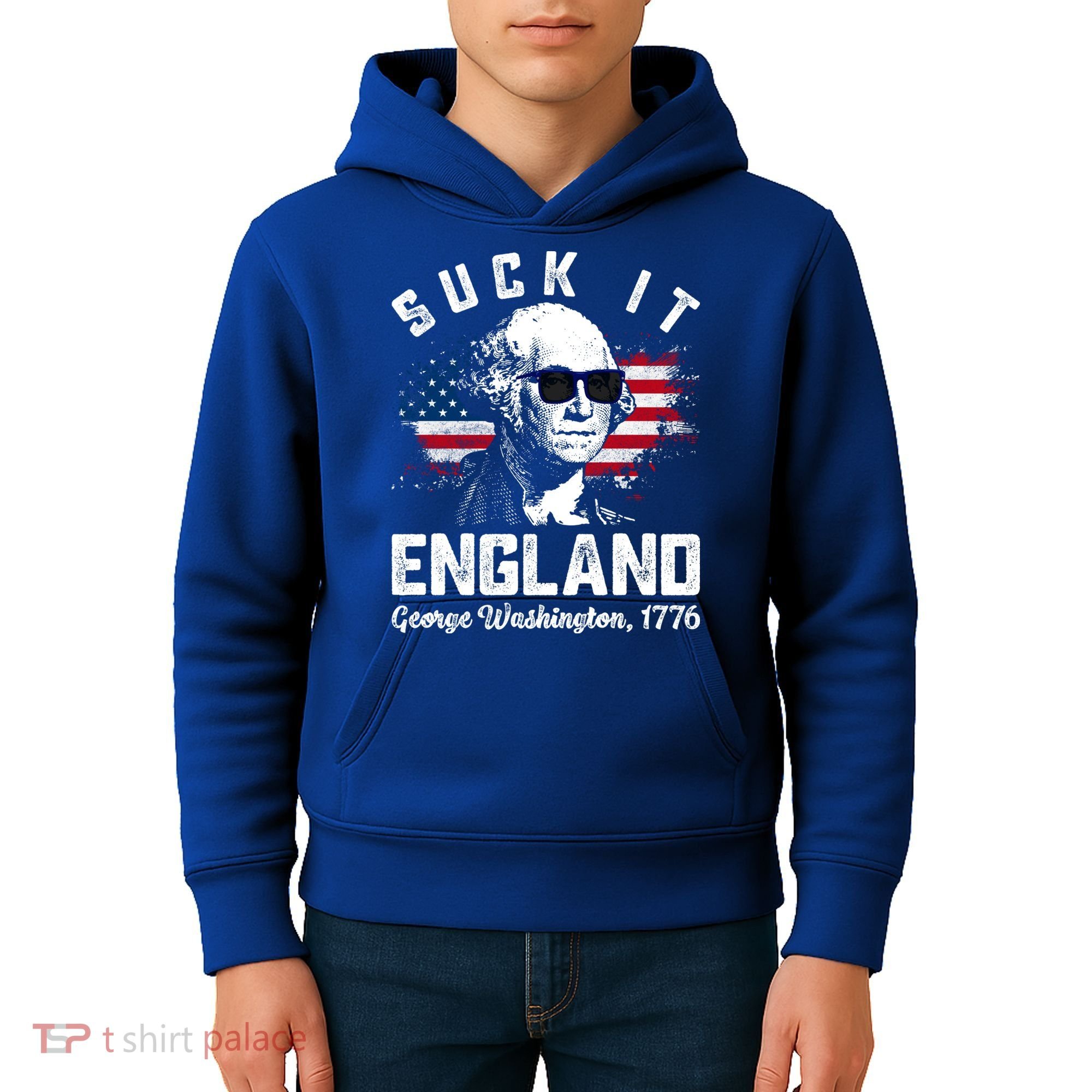 SUCK IT ENGLAND Funny 4th Of July George Washington 1776 Kids Hoodie