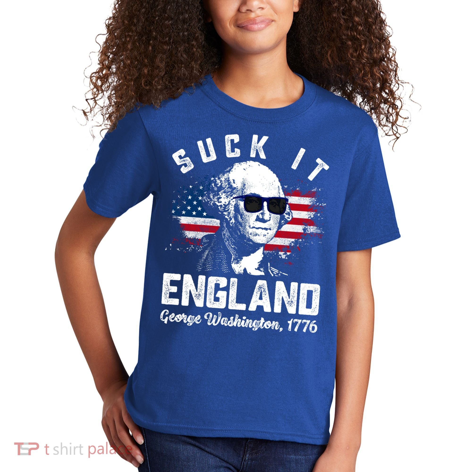 SUCK IT ENGLAND Funny 4th Of July George Washington 1776 Kids T-Shirt