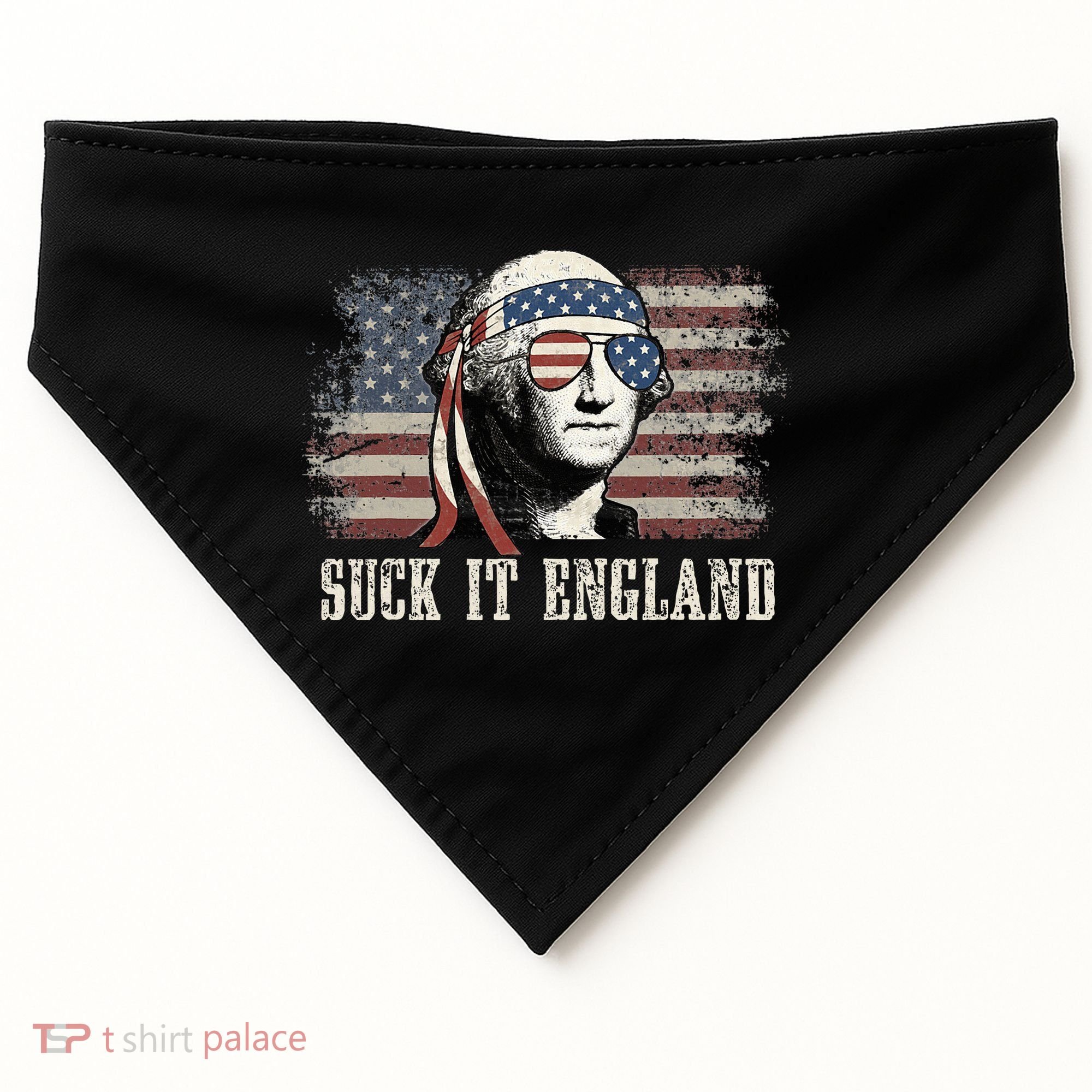 Suck It England Funny 4th Of July George Washington Us Flag USA-Made Doggie Bandana