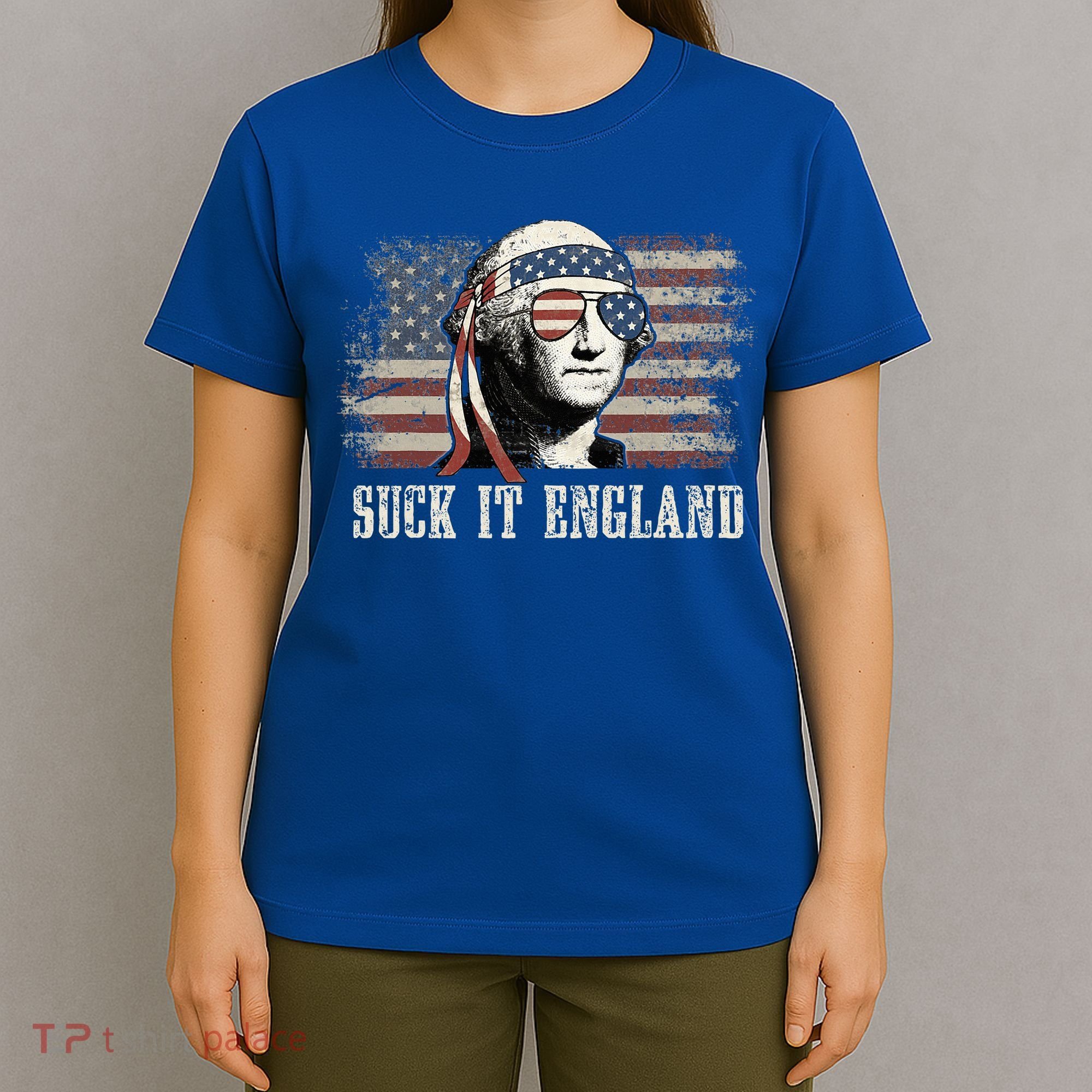 Suck It England Funny 4th Of July George Washington Us Flag T-Shirt