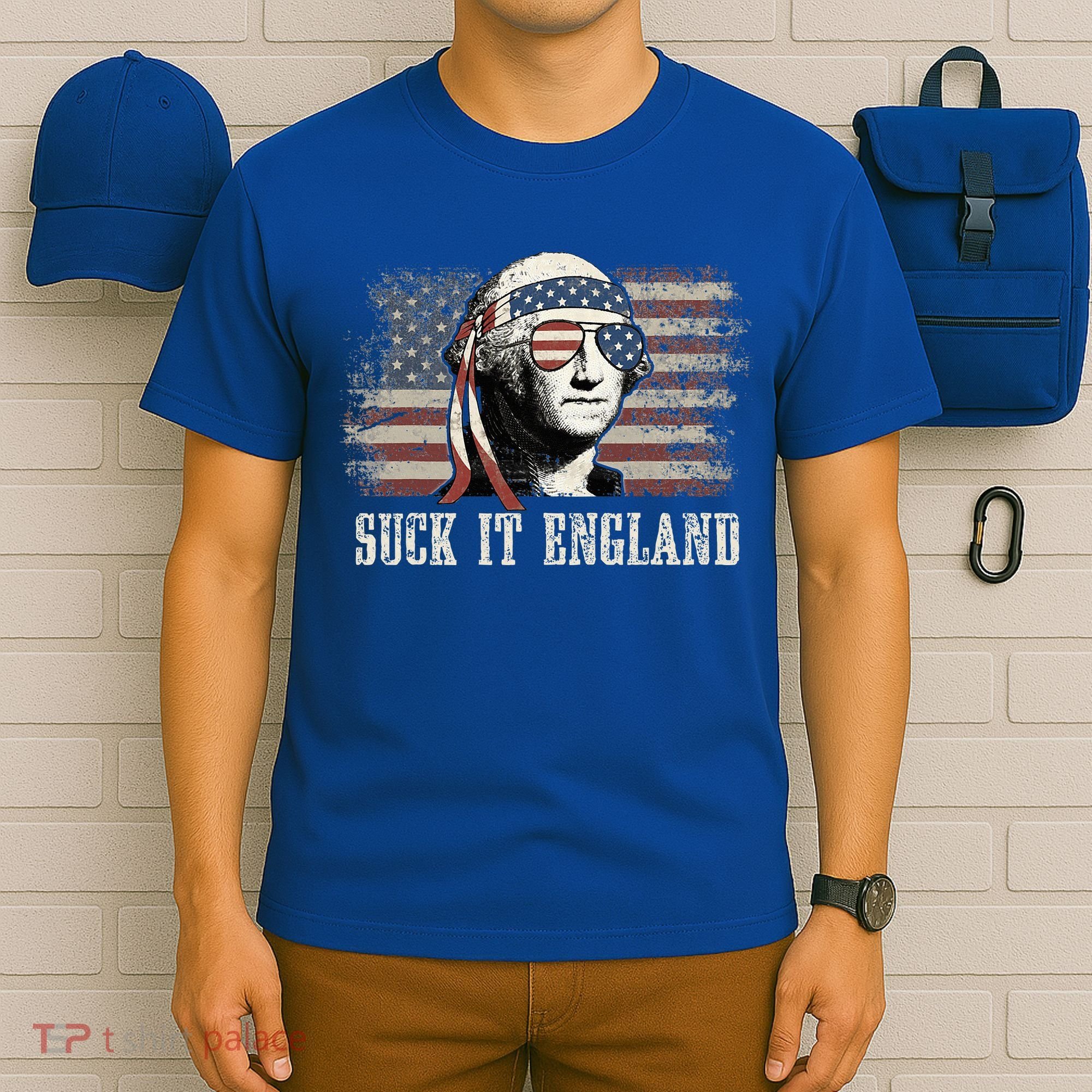 Suck It England Funny 4th Of July George Washington Us Flag T-Shirt