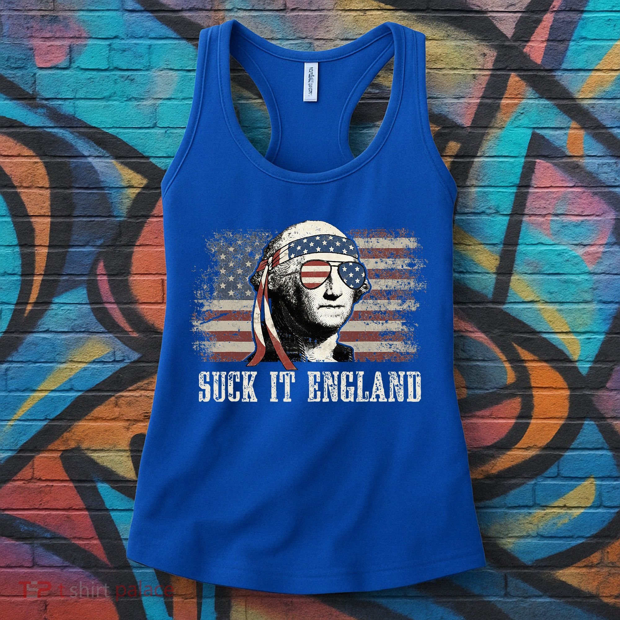 Suck It England Funny 4th Of July George Washington Us Flag Women's Tank Top