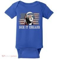 Suck It England Funny 4th Of July George Washington Us Flag Baby Bodysuit thumb 0