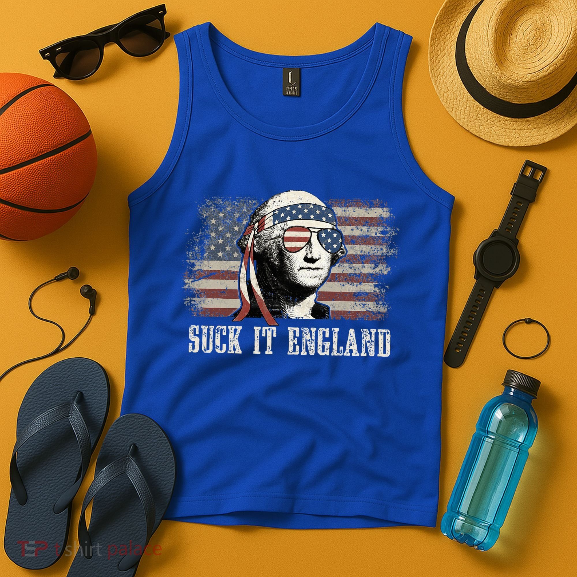 Suck It England Funny 4th Of July George Washington Us Flag Tank Top
