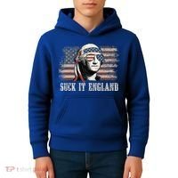 Suck It England Funny 4th Of July George Washington Us Flag Kids Hoodie thumb 4