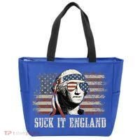 Suck It England Funny 4th Of July George Washington Us Flag Tote Bag thumb 0