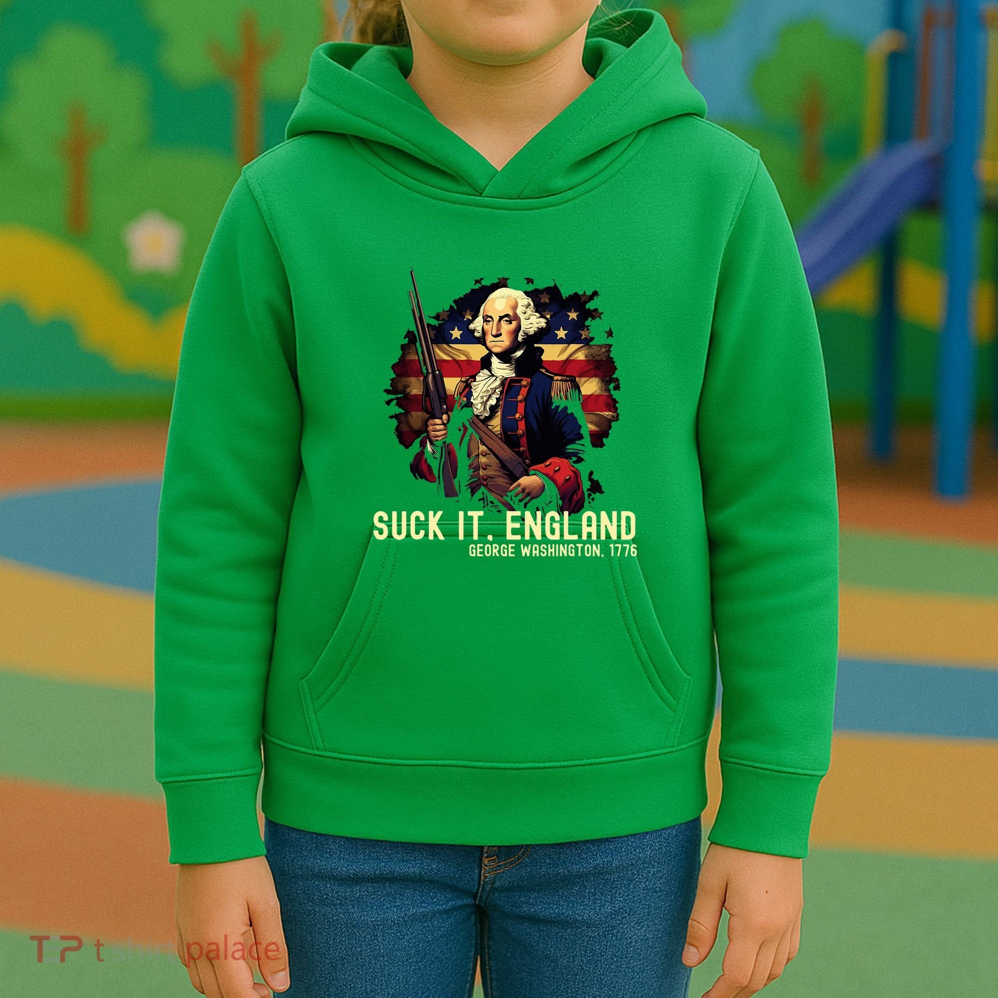 Suck It England George Washington 1776 Kids Hoodie
