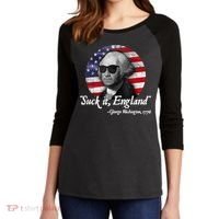 Suck It England Funny 4th Of July George Washington 1776 Women's Tri-Blend 3/4-Sleeve Raglan Shirt thumb 2