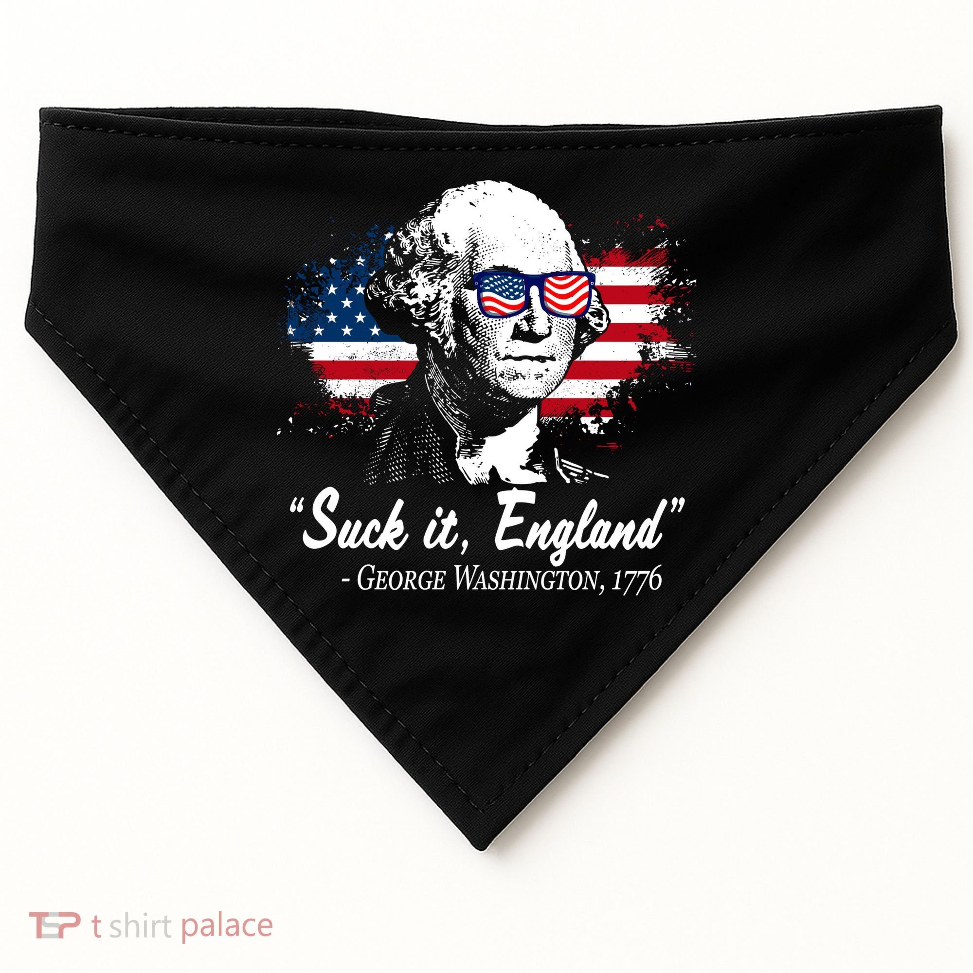 Suck It England Funny 4th Of July George Washington 1776 USA-Made Doggie Bandana