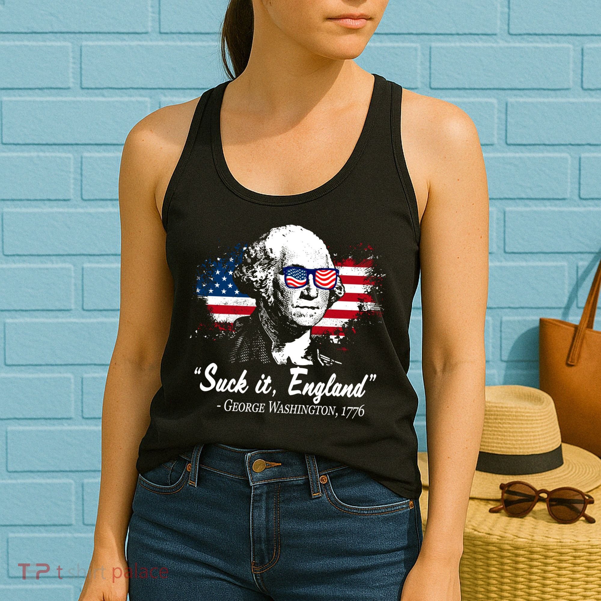 Suck It England Funny 4th Of July George Washington 1776 Women's Tank Top