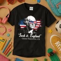 Suck It England Funny 4th Of July George Washington 1776 Kids T-Shirt thumb 3