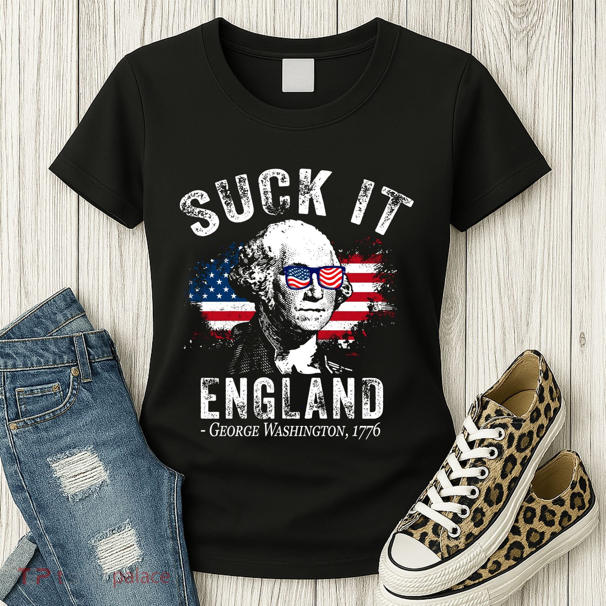 Suck It England Funny 4th Of July George Washington 1776 Women's T-Shirt