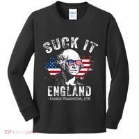 Suck It England Funny 4th Of July George Washington 1776 Kids Long Sleeve Shirt thumb 0