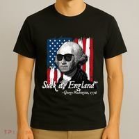 Suck It England Funny George Washington Usa Flag 4th Of July T-Shirt thumb 3
