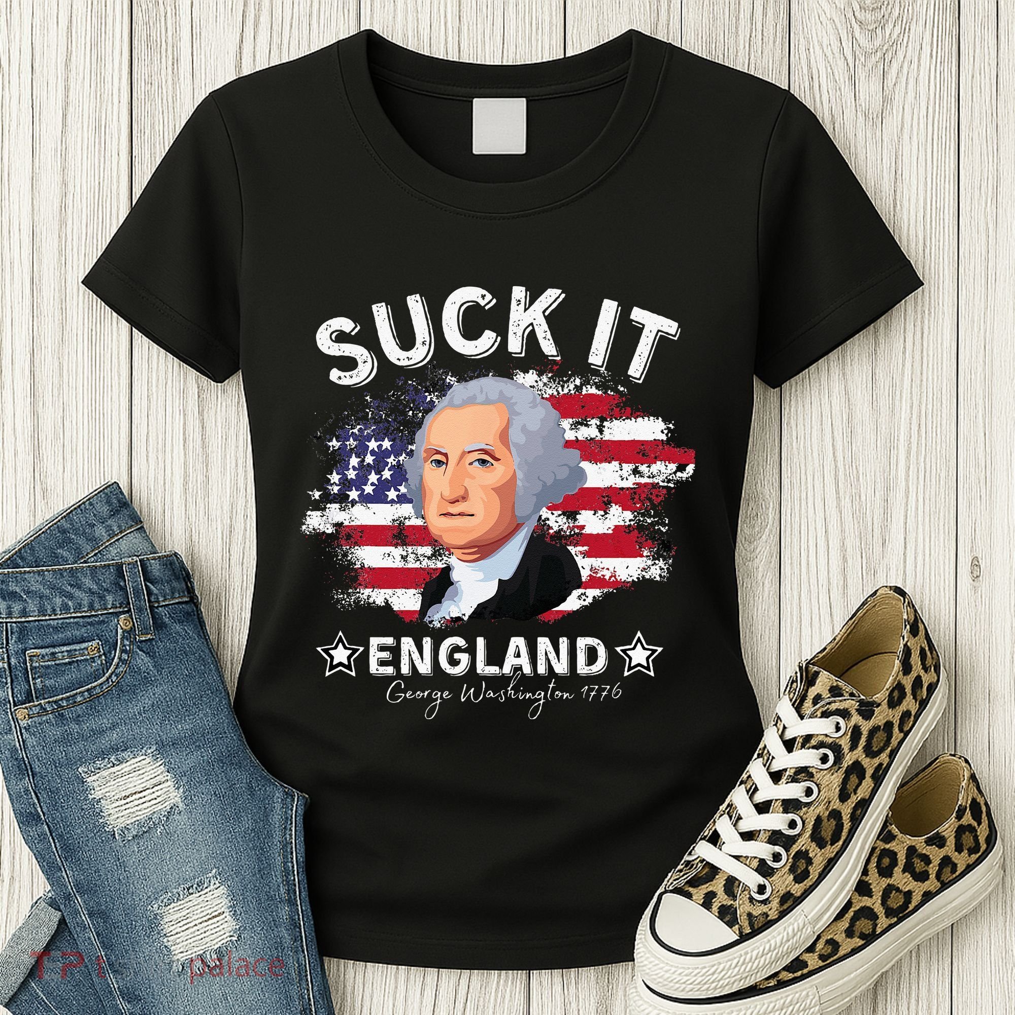 Suck It Funny England 4th of July George Washington Women's T-Shirt