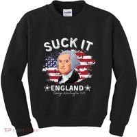 Suck It Funny England 4th of July George Washington Kids Sweatshirt thumb 0