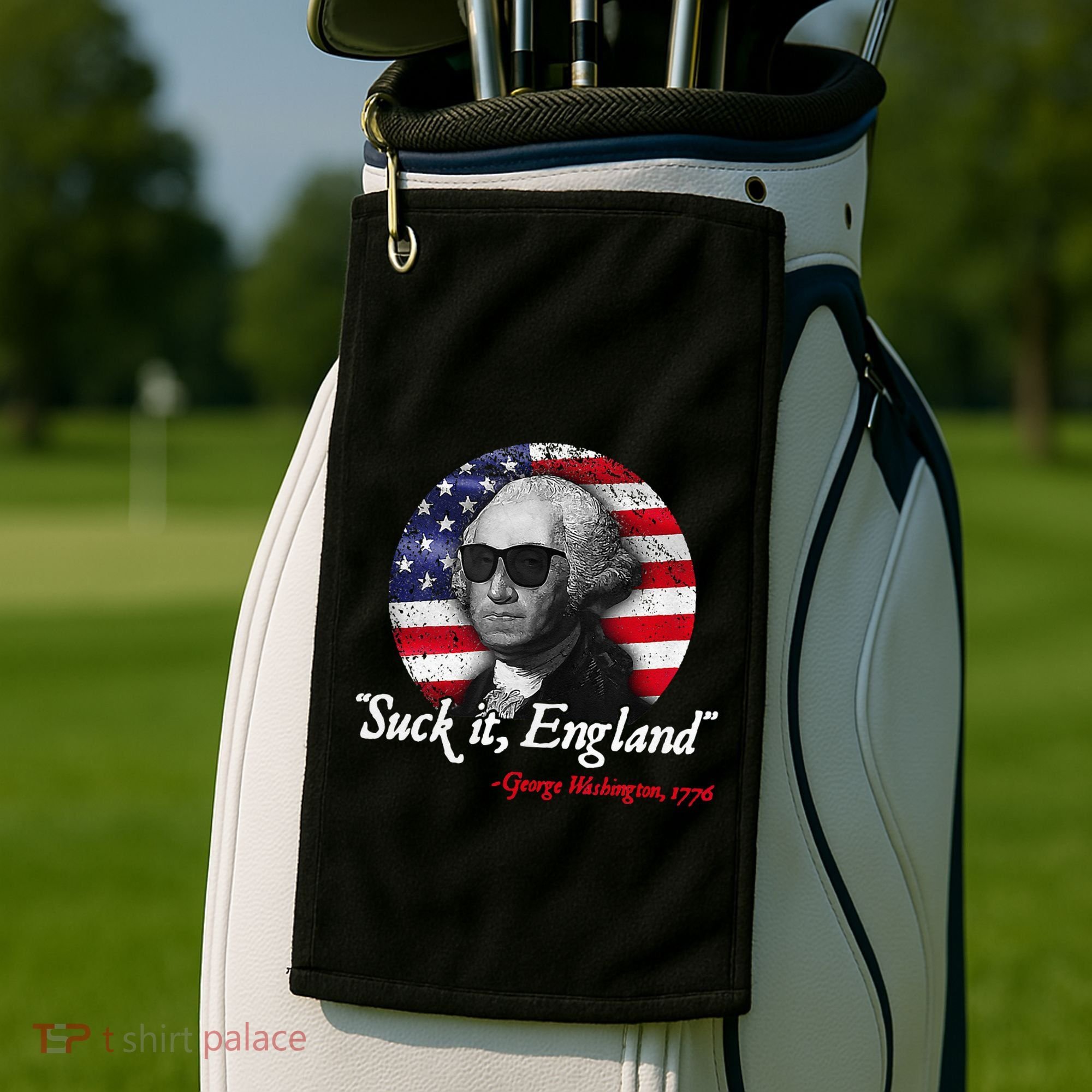 Suck It Funny England 4th of July George Washington Funny Golf Towel