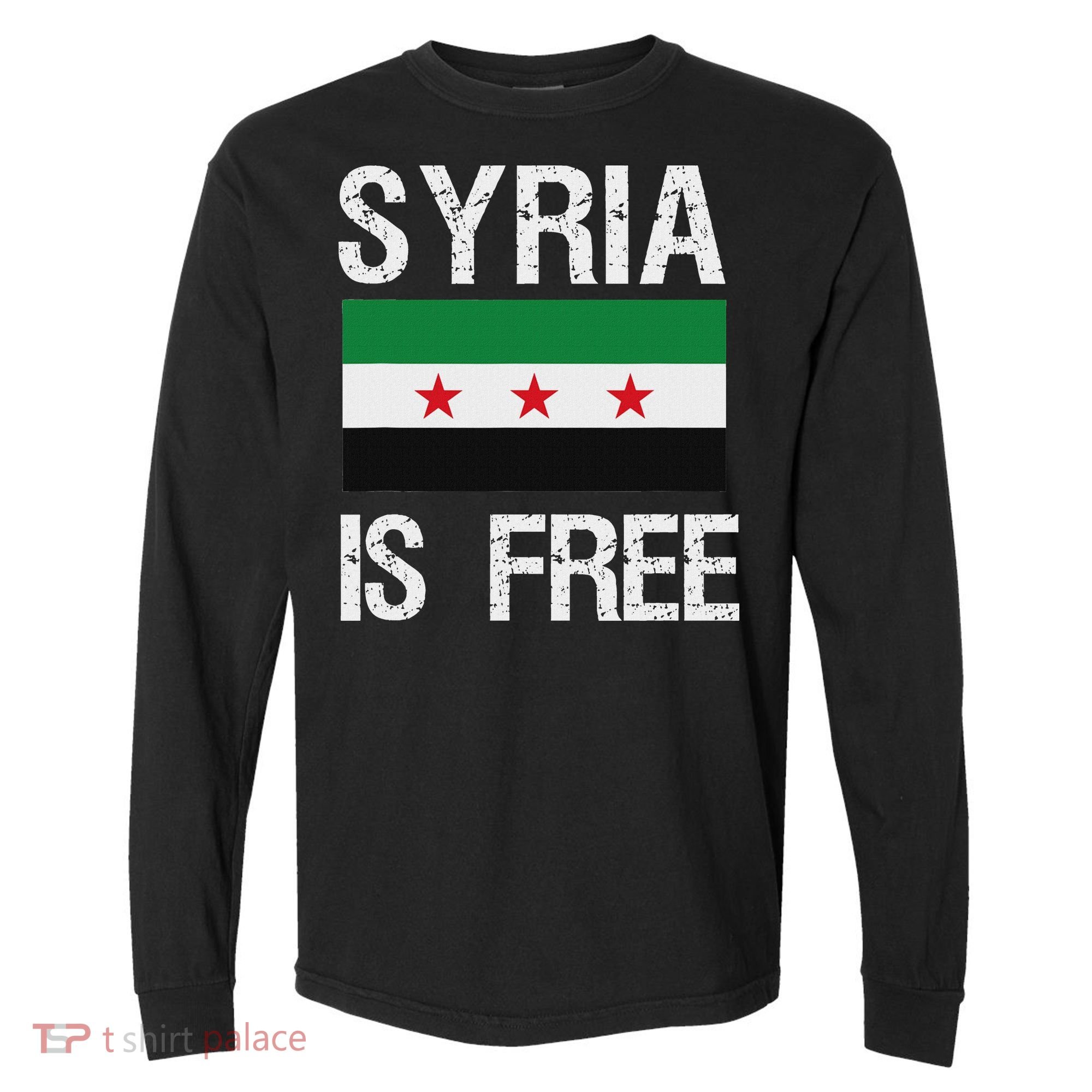 Syria Is Free Syrian Flag Comfort Colors Heavyweight Long Sleeve T-Shirt