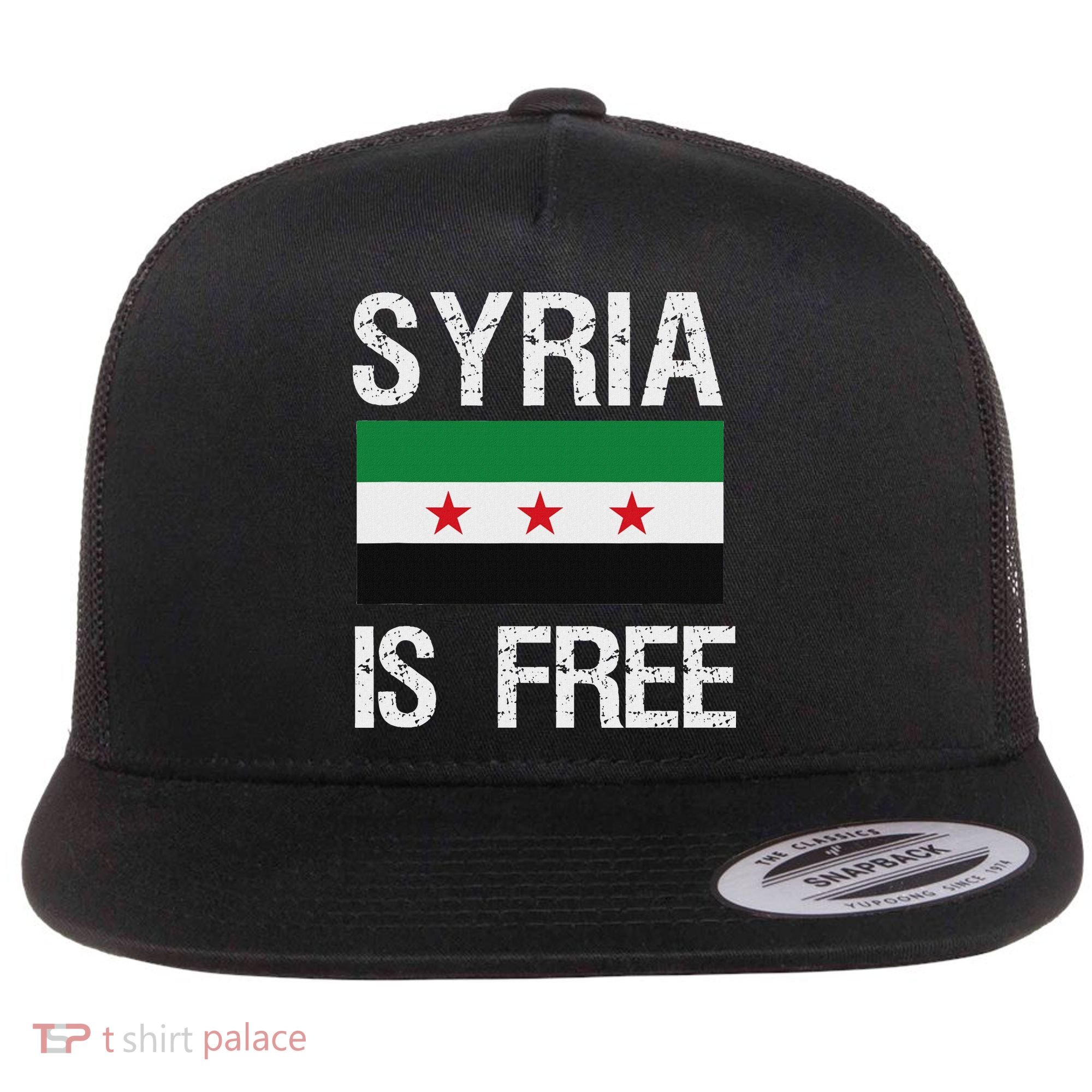 Syria Is Free Syrian Flag Flat Bill Trucker Hat