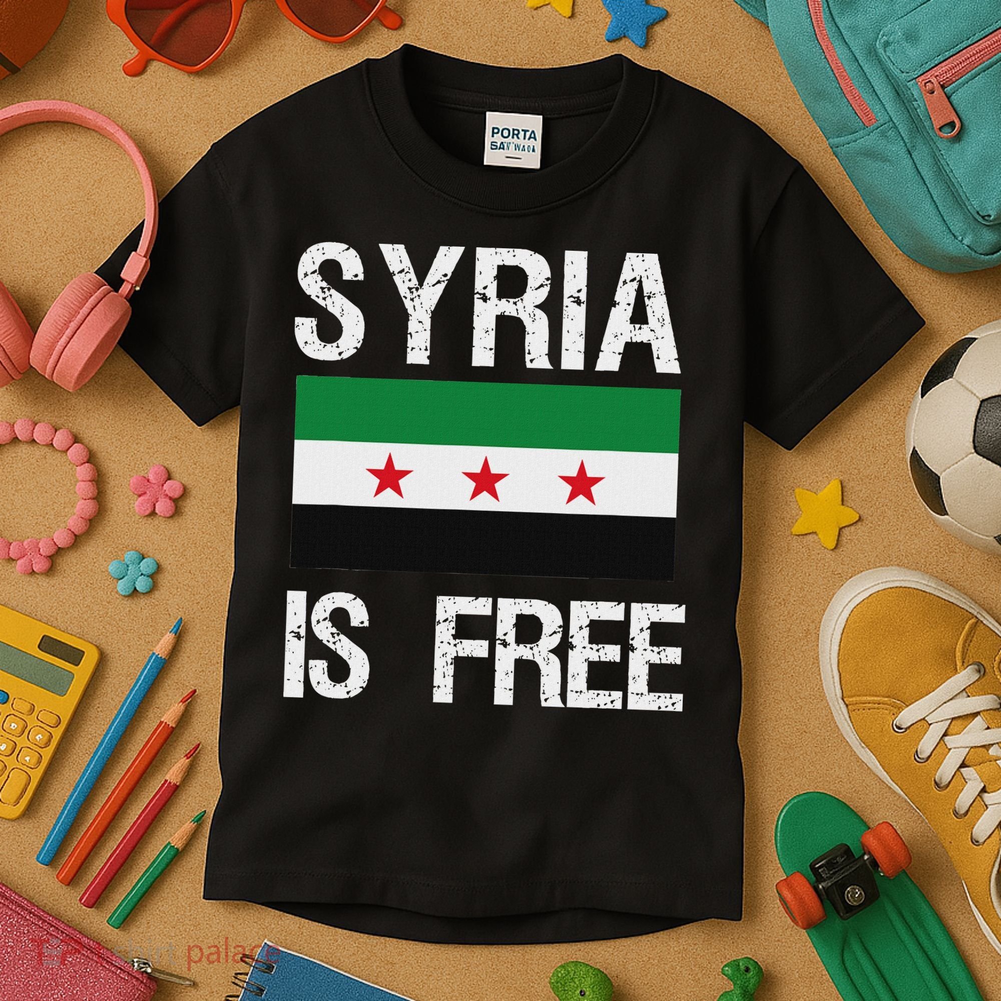 Syria Is Free Syrian Flag Kids T-Shirt
