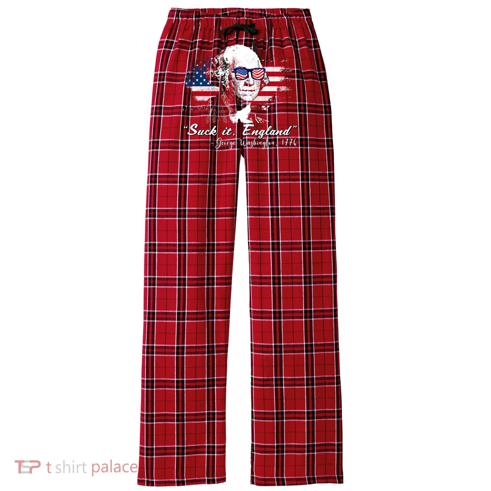 Suck It Funny England 4th Of July George Washington Funny Women's Flannel Plaid Pajama Pants
