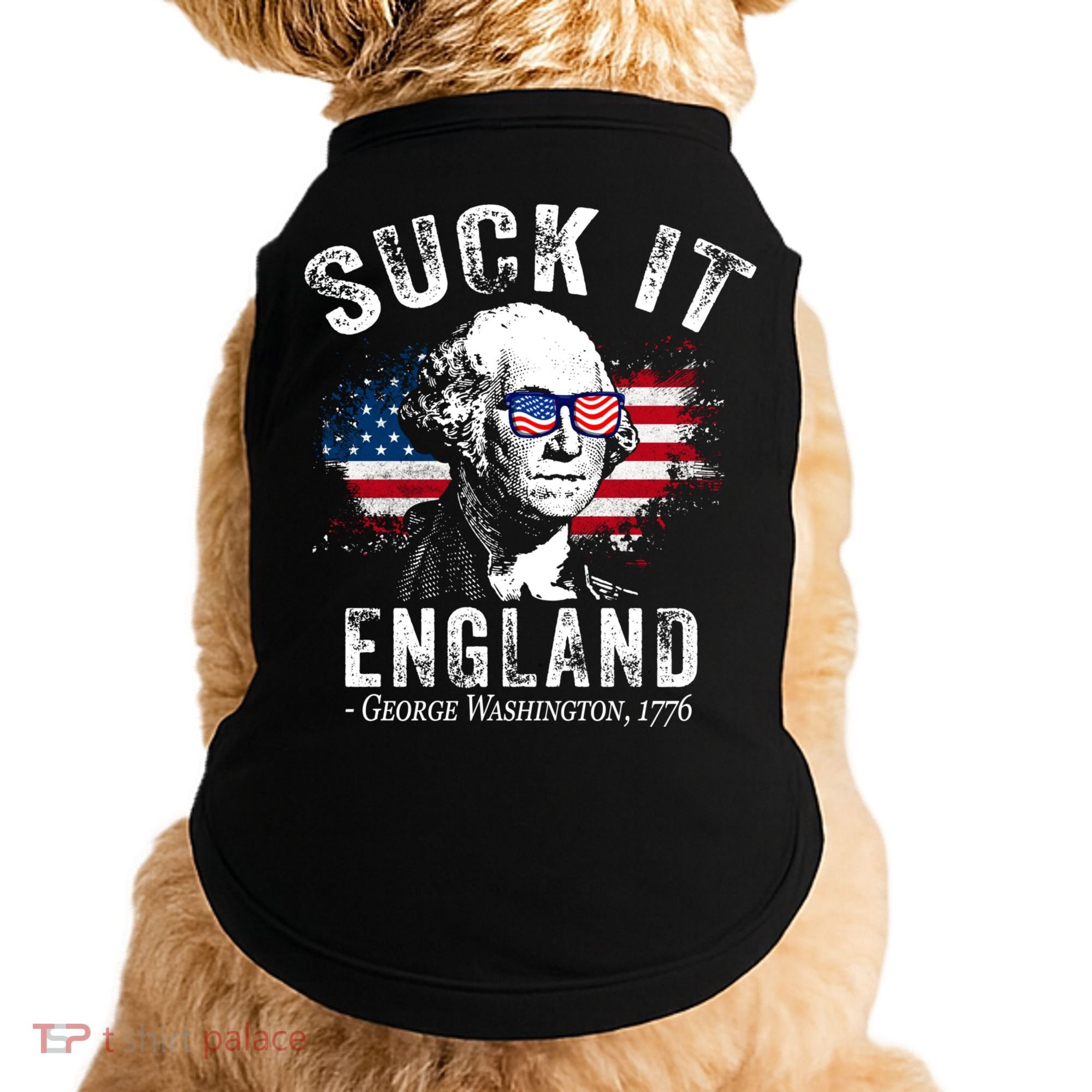 Suck It Funny England 4th Of July George Washington Funny Doggie Tank