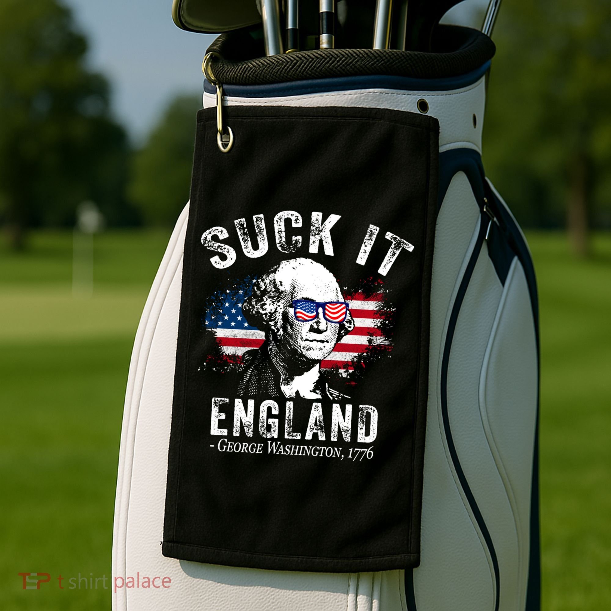Suck It Funny England 4th Of July George Washington Funny Golf Towel