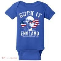 Suck It Funny England 4th Of July George Washington Funny Baby Bodysuit thumb 0