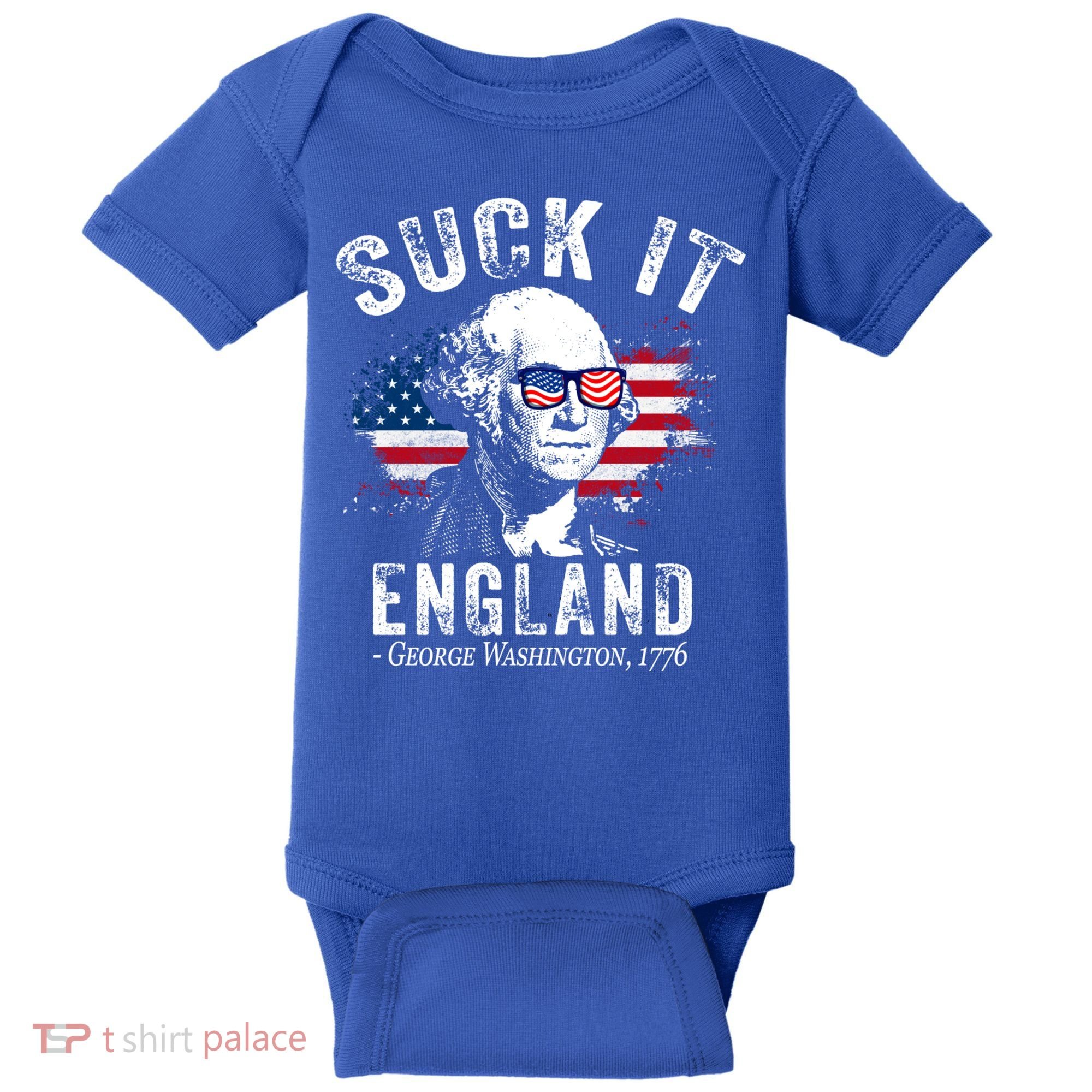 Suck It Funny England 4th Of July George Washington Funny Baby Bodysuit