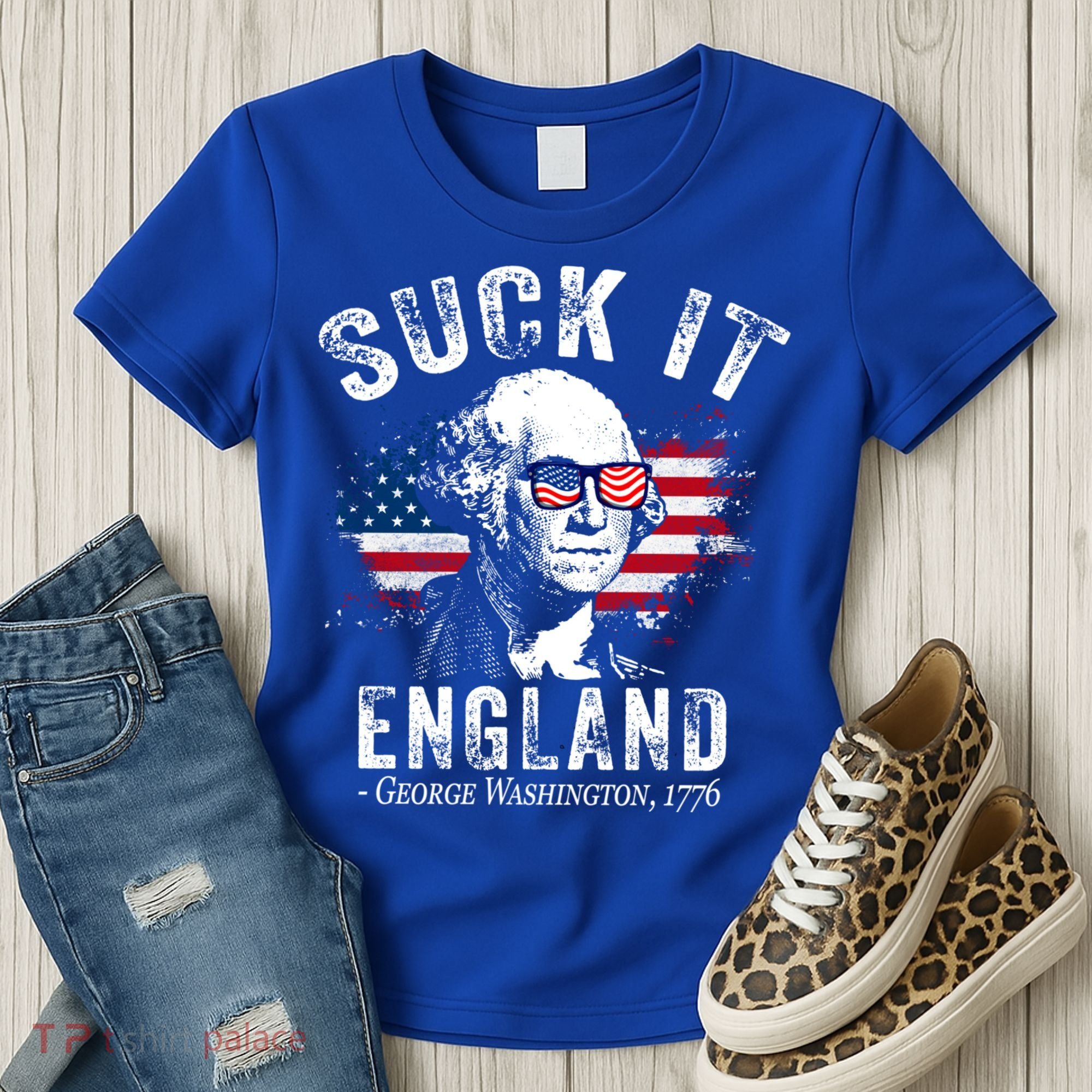 Suck It Funny England 4th Of July George Washington Funny Women's T-Shirt