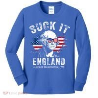 Suck It Funny England 4th Of July George Washington Funny Kids Long Sleeve Shirt thumb 0