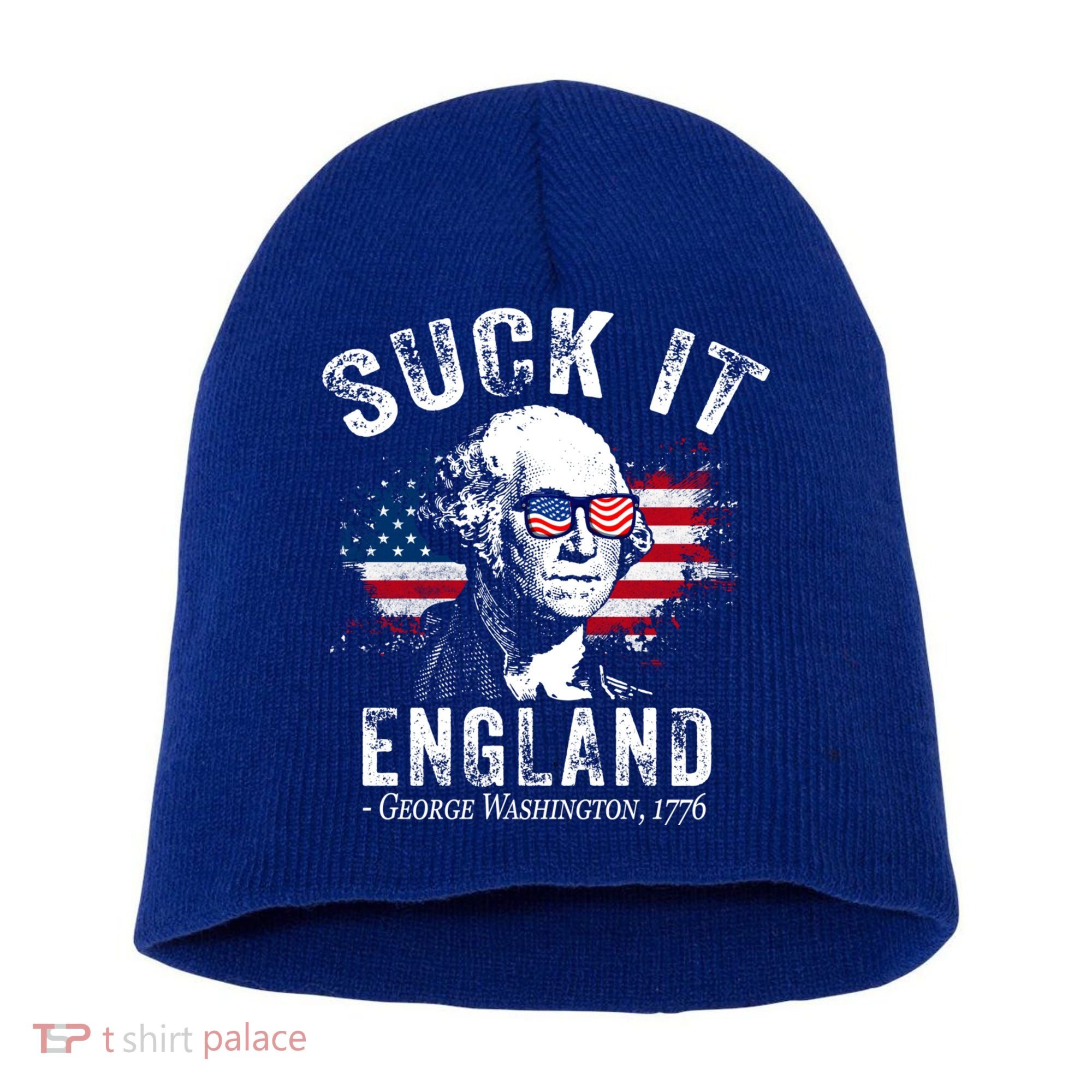 Suck It Funny England 4th Of July George Washington Funny Short Acrylic Beanie