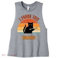 Scary I Found This Humerus Cat Black Humorous Women's Racerback Cropped Tank thumb 0